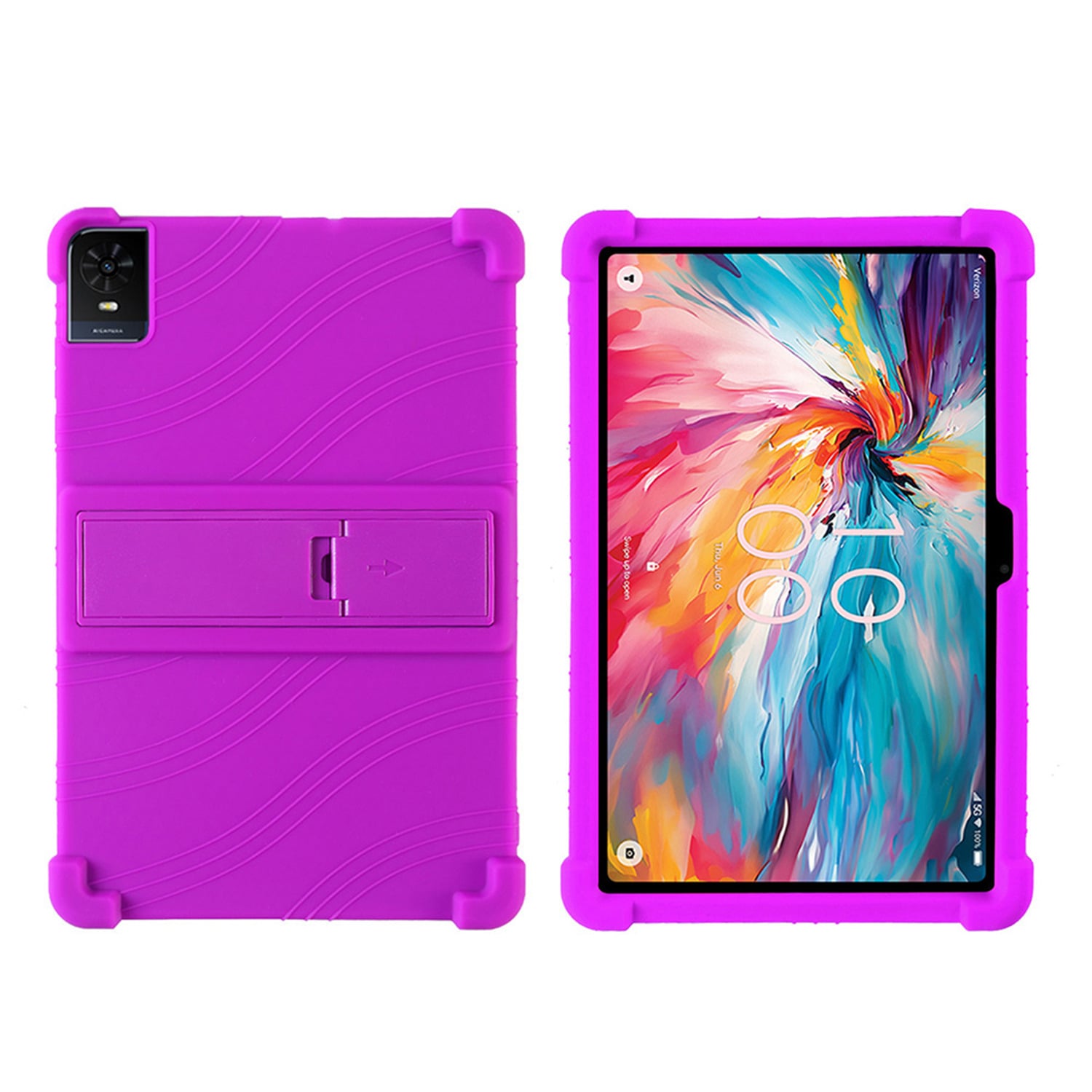 For TCL Tab 10 NXT Thick Shockproof Silicone Tablet Case with Detachable Stand - Purple