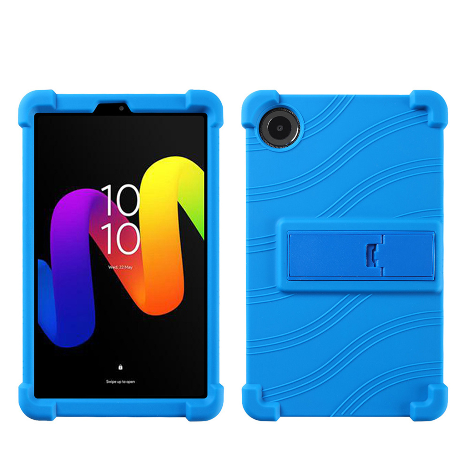 For TCL Tab 8 NXT Thick Shockproof Silicone Tablet Case with Detachable Stand - Dark Blue
