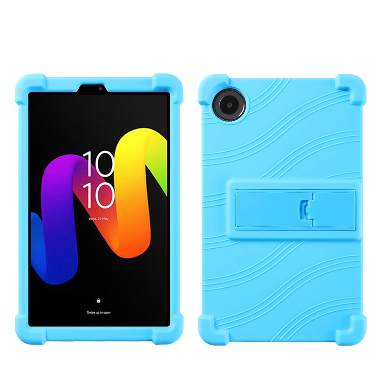 For TCL Tab 8 NXT Thick Shockproof Silicone Tablet Case with Detachable Stand - Light Blue