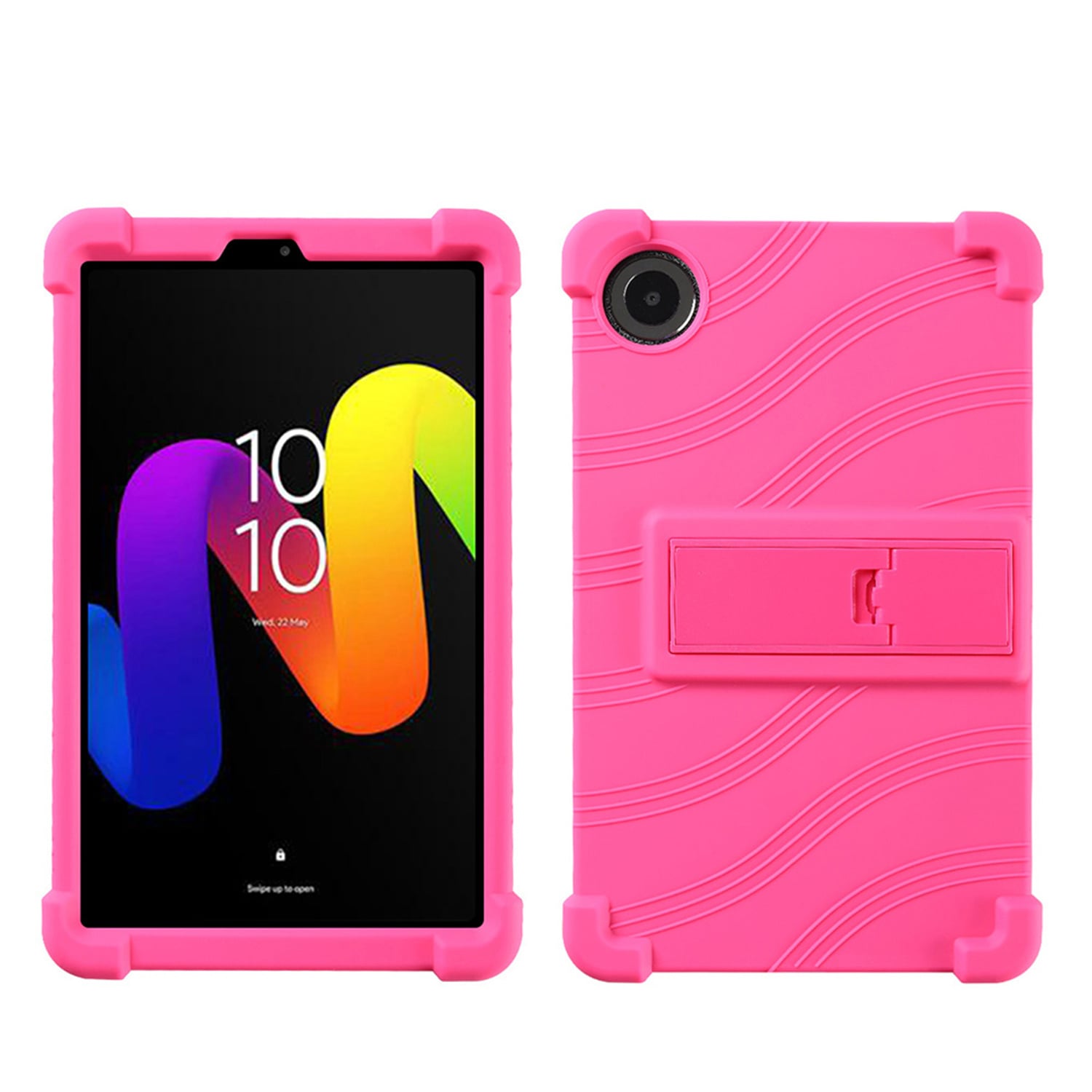 For TCL Tab 8 NXT Thick Shockproof Silicone Tablet Case with Detachable Stand - Hot Pink