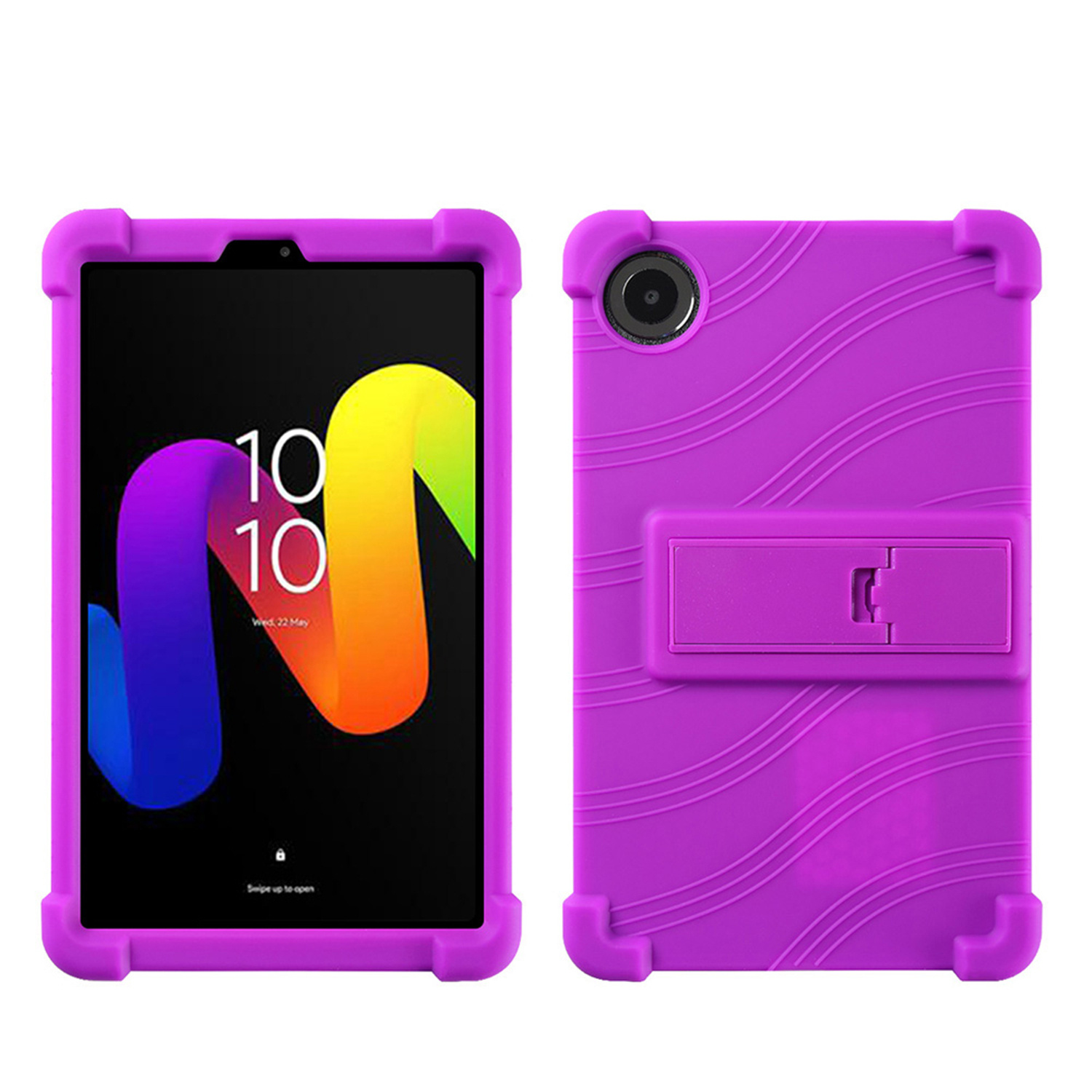 For TCL Tab 8 NXT Thick Shockproof Silicone Tablet Case with Detachable Stand - Purple