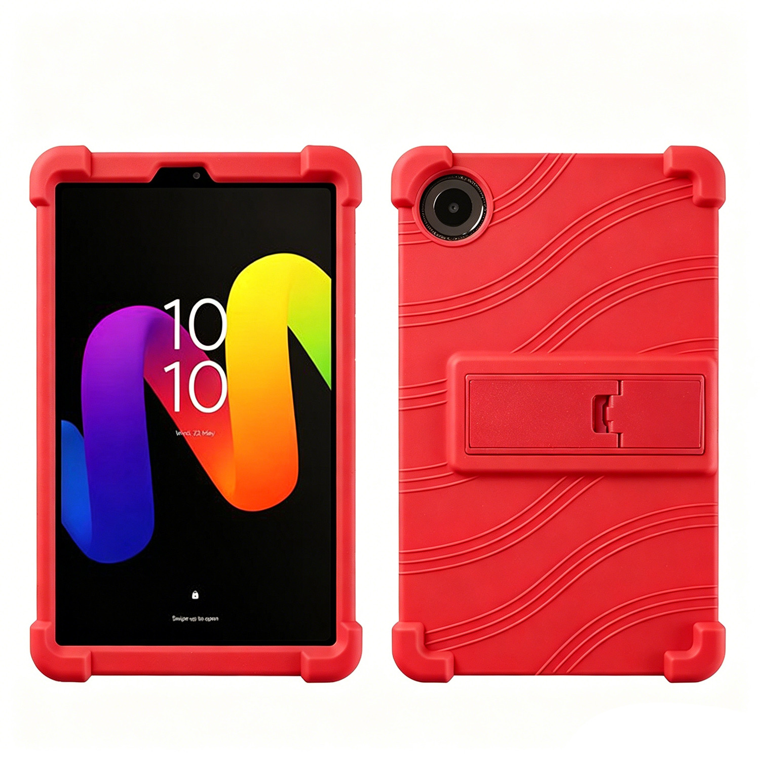 For TCL Tab 8 NXT Thick Shockproof Silicone Tablet Case with Detachable Stand - Red