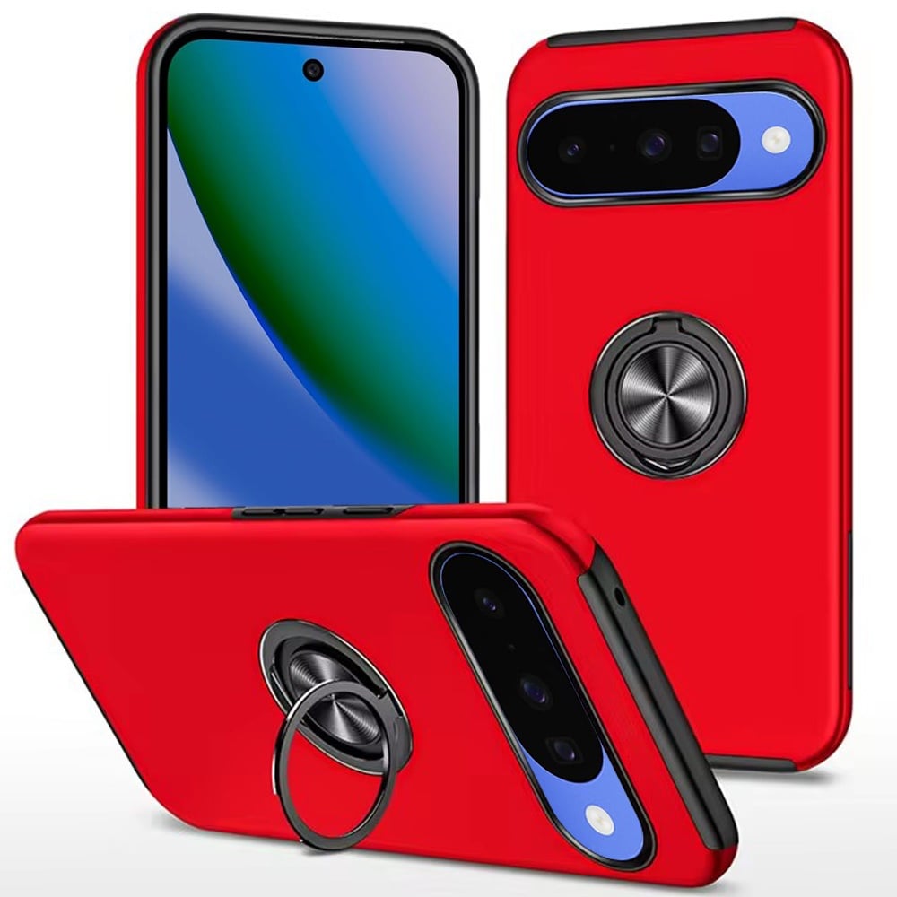 For Google Pixel 11 / 11 Pro CHIEF Oil Painted Magnetic Ring Stand Hybrid Case Cover - Red