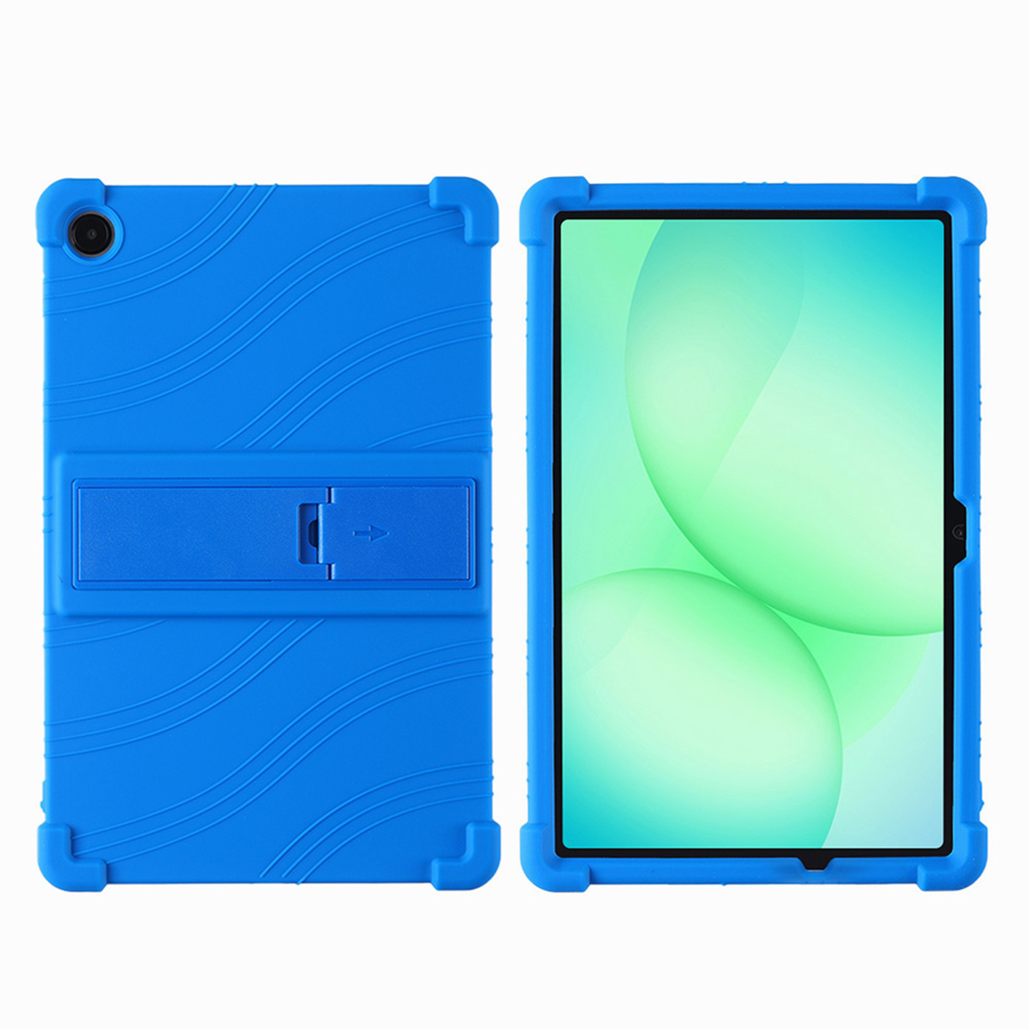 For Samsung a9 Plus / A11 Plus 11" Thick Shockproof Silicone Tablet Case with Detachable Stand - Dar