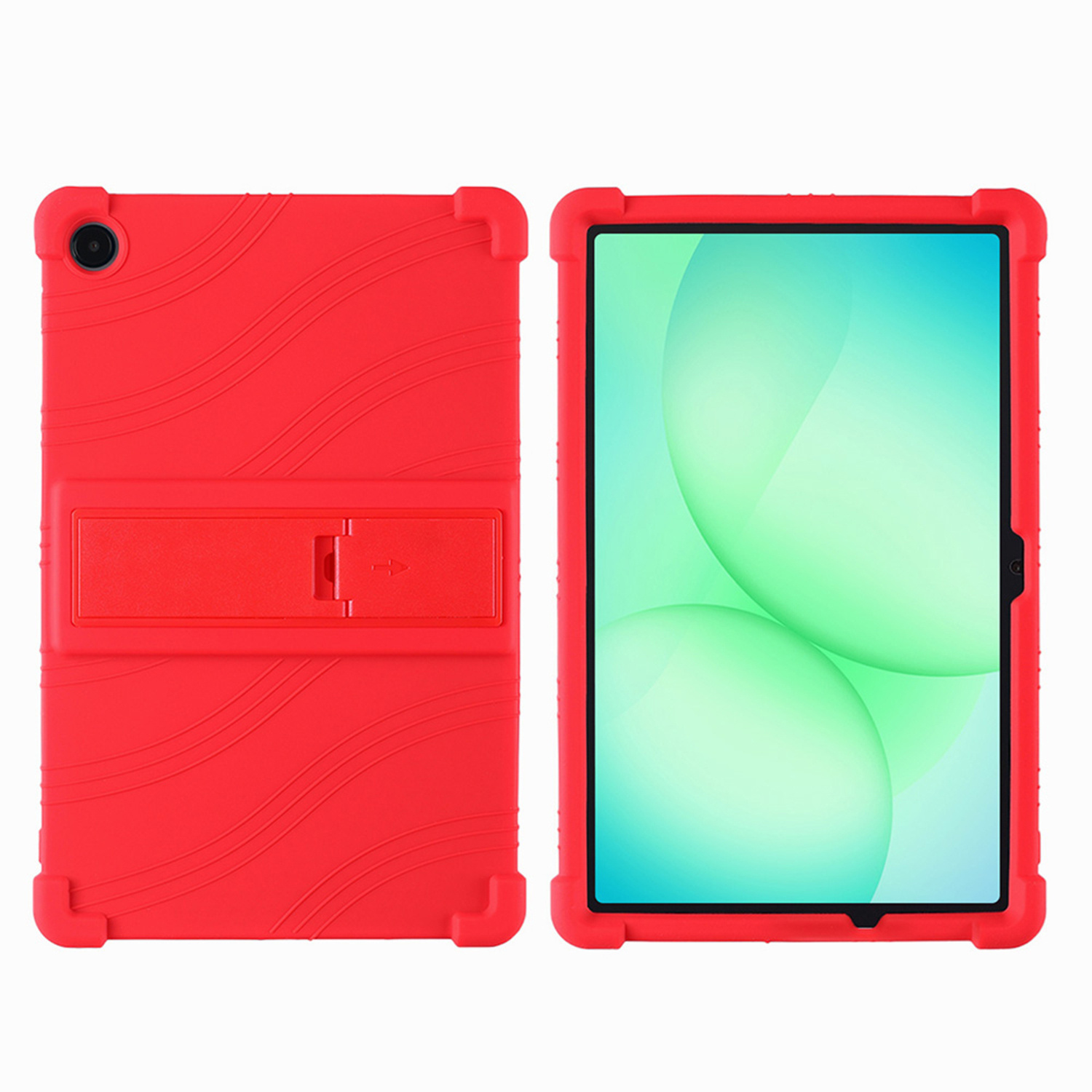For Samsung a9 Plus / A11 Plus 11" Thick Shockproof Silicone Tablet Case with Detachable Stand - Red