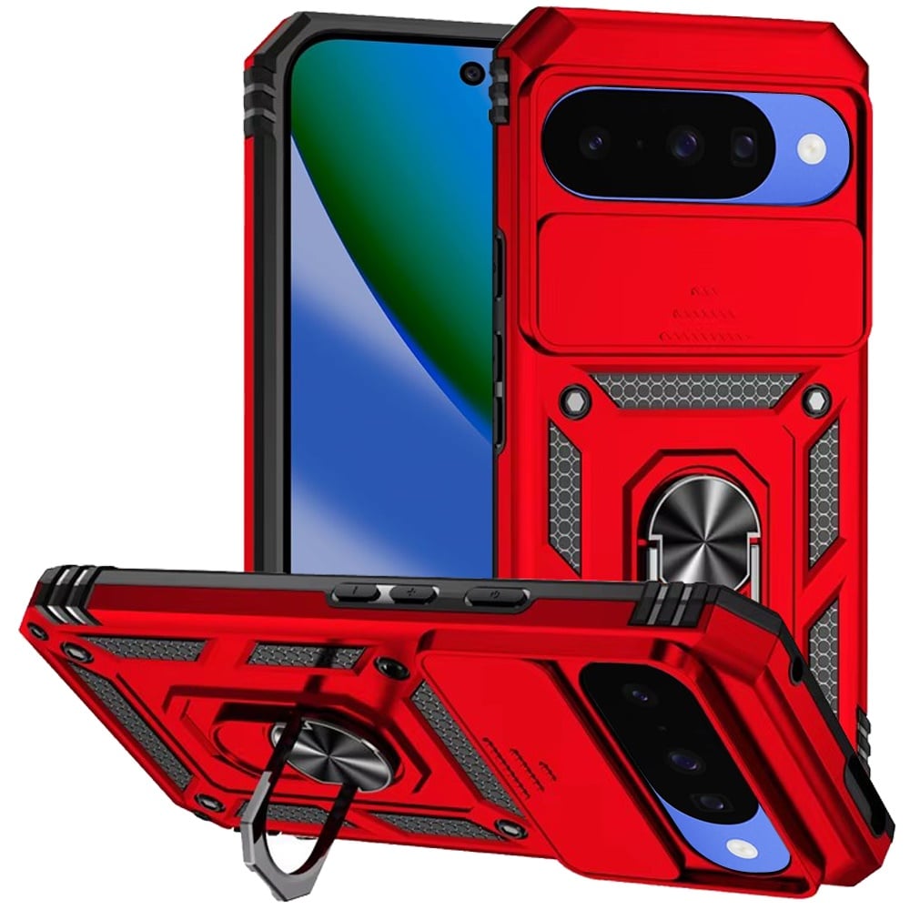 For Google Pixel 11 / 11 Pro Well Protective Magentic Ring Stand Camera Protective Cover Case - Red