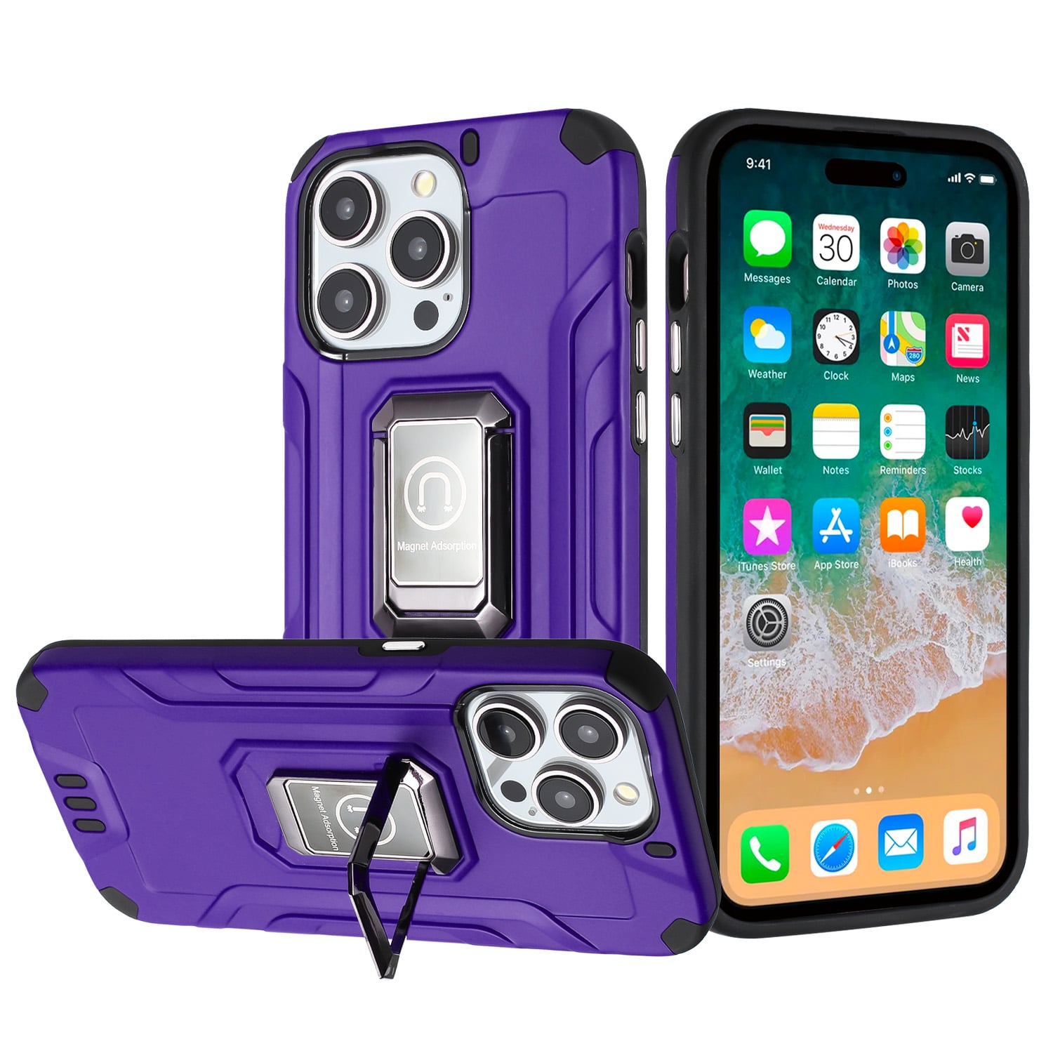 For iPhone 15 Pro Strong Tough Metallic Design Hybrid - Rose Gold