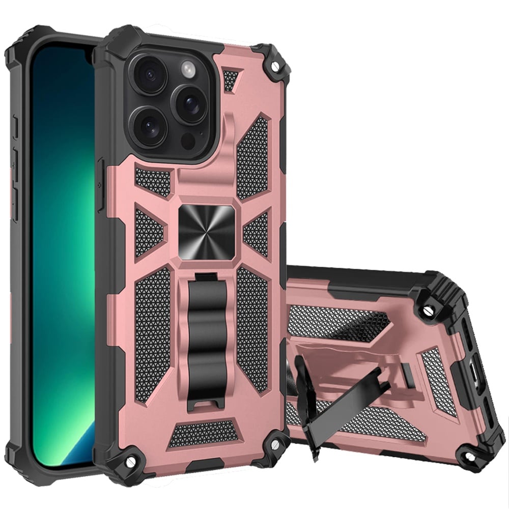 For iPhone 13 Pro Machine Magnetic Kickstand Case Cover - Rose Gold