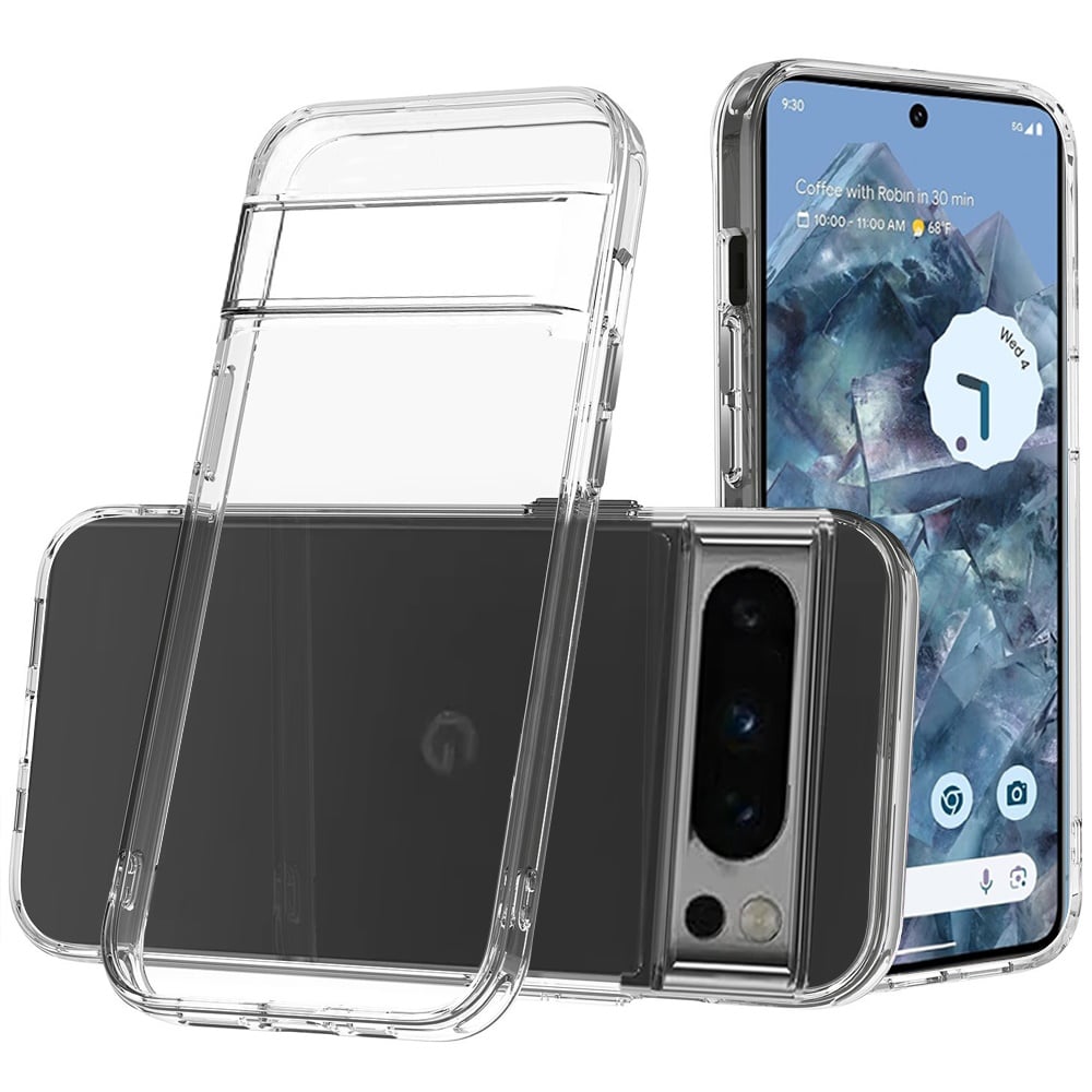 For Google Pixel 9 Pro 6.8inch PURE CRYSTAL Transparent Thick 2.0mm ShockProof Chromed Buttons Case