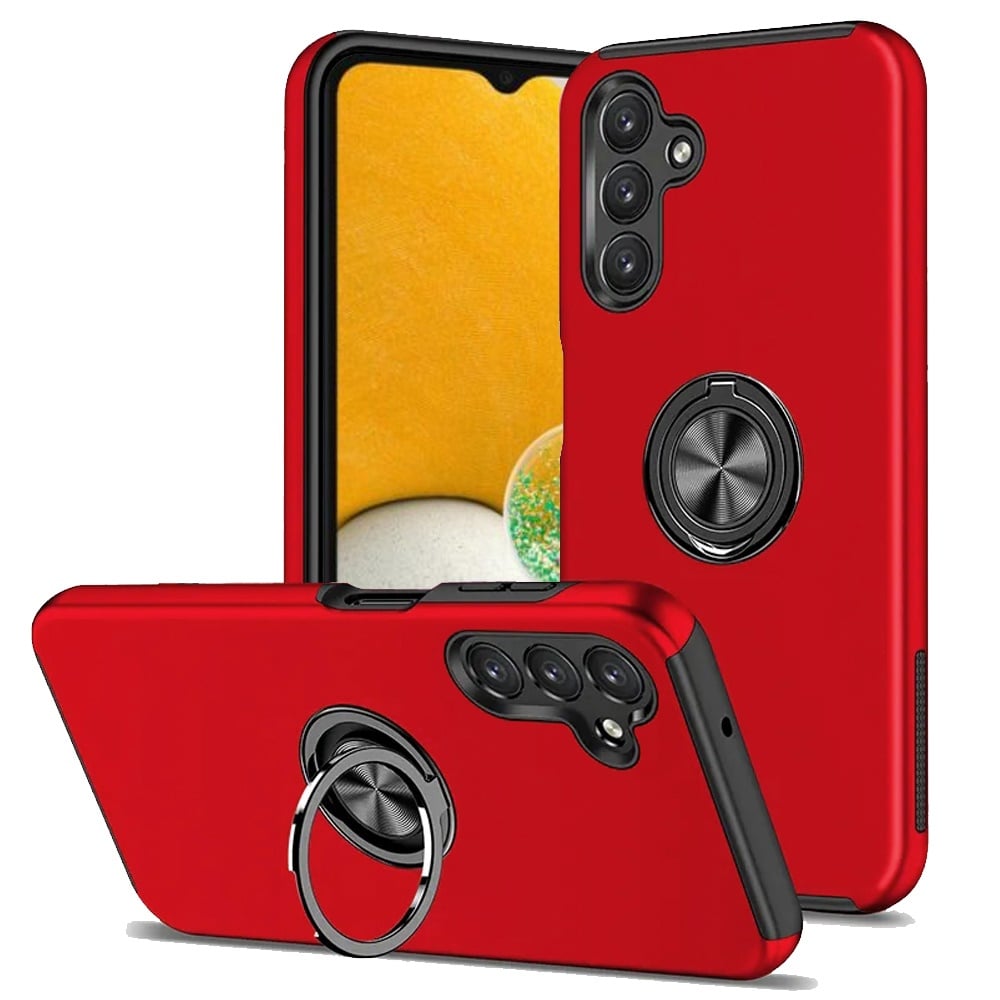 For Samsung A13 5G CHIEF Oil Painted Magnetic Ring Stand Hybrid Case Cover - Red