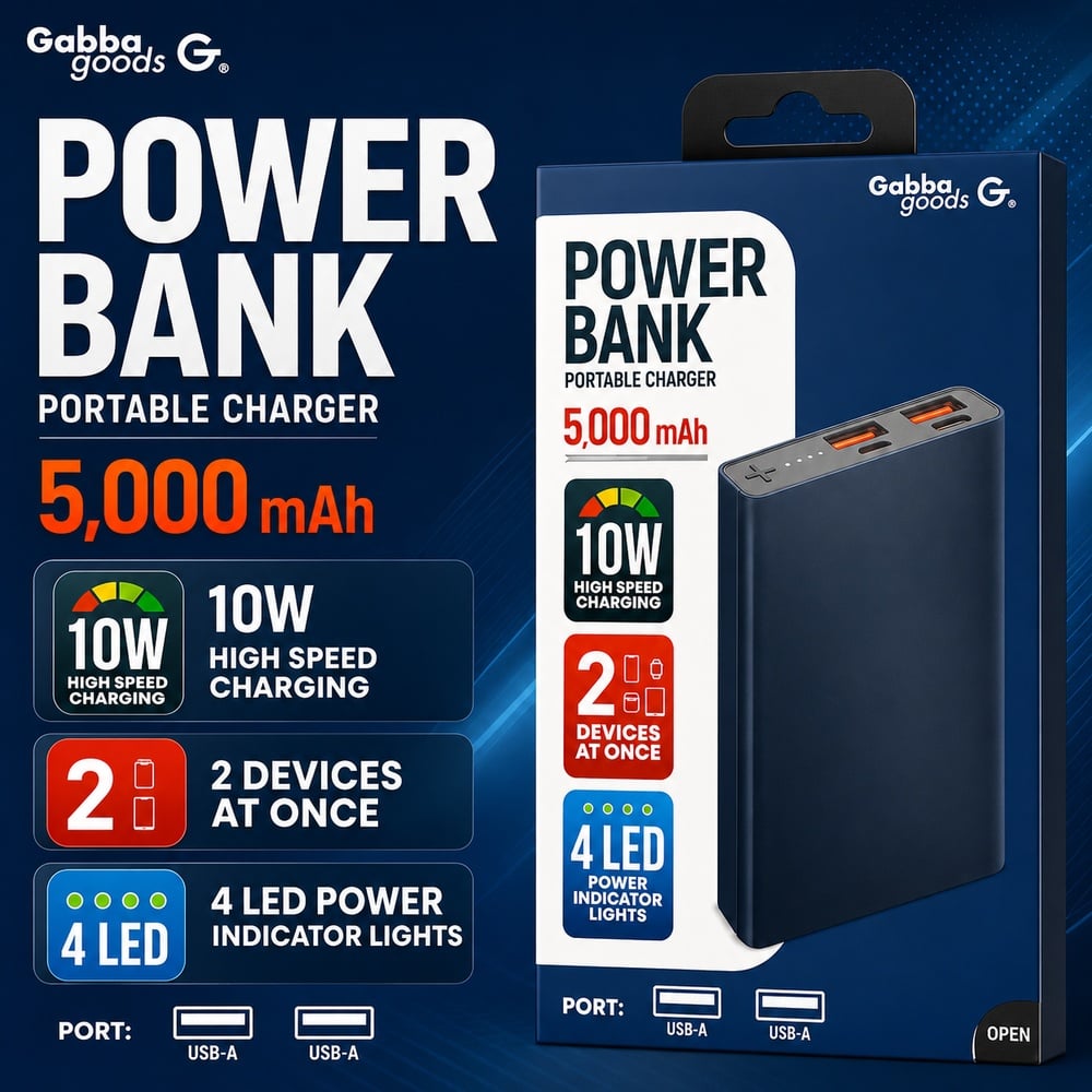 [POWER BANK] (10W 5000MAH NAVY) - PORTABLE - (LANE E10)