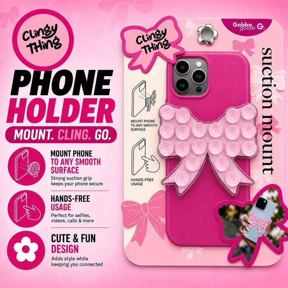 MAGNETIC SUCTION PHONE MOUNT - GG-OCTW-PNK BOW PINK (E13 SUCTION 7)