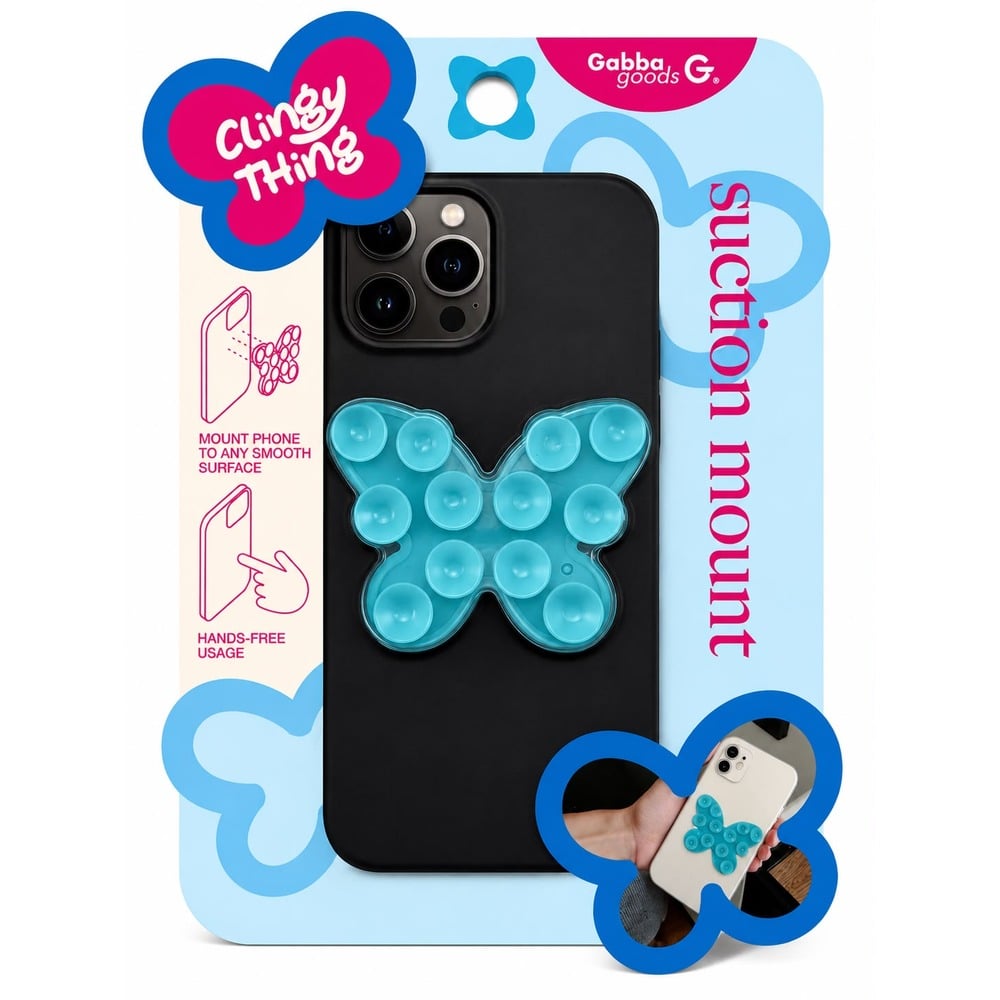 MAGNETIC SUCTION PHONE MOUNT - GG-OCTF-TEA BUTTERFLY BLUE (E13 SUCTION 10)