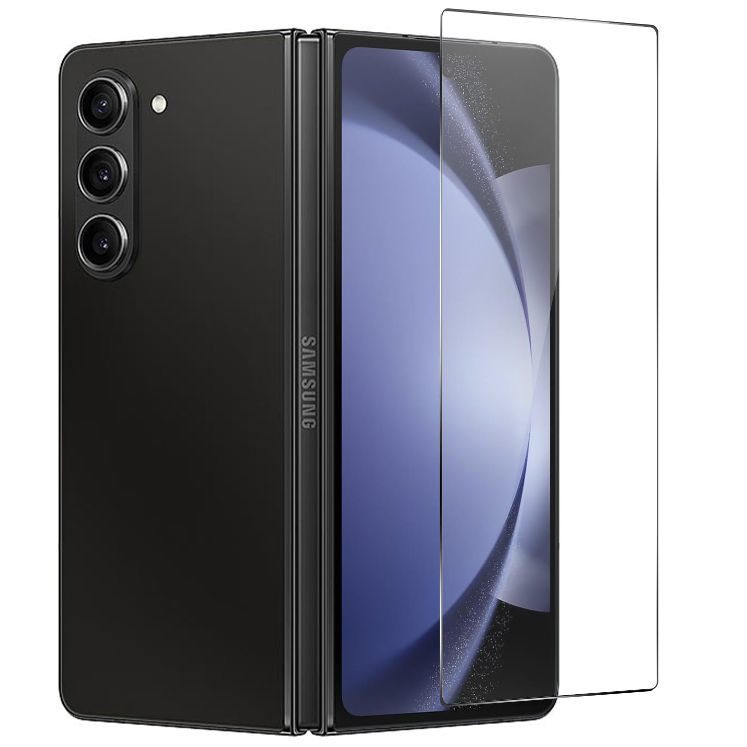 For Samsung Z Fold 8 Ultra Bulk White Paper Card Package Black edged Tempered Glass (Black)