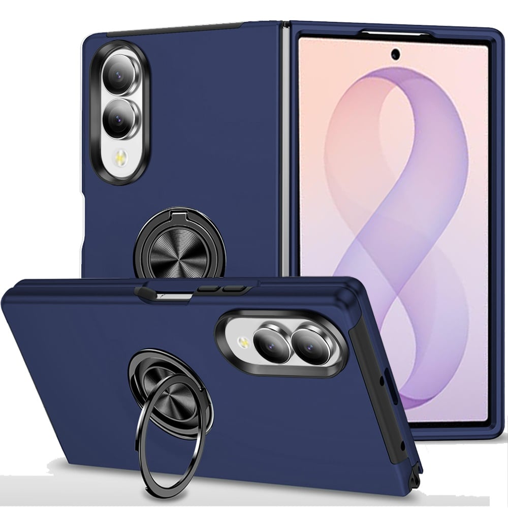 For Samsung Z Fold 8 CHIEF Oil Painted Magnetic Ring Stand Hybrid Case Cover - Dark Blue