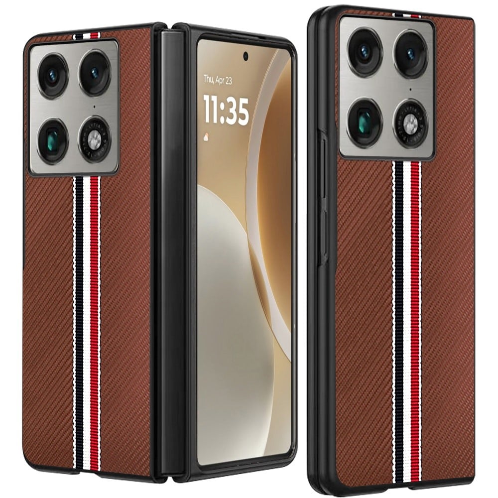 For Motorola Razr Fold 2026 Velvet Fabric Flip Phone Premium PU Vegan Leather - Brown