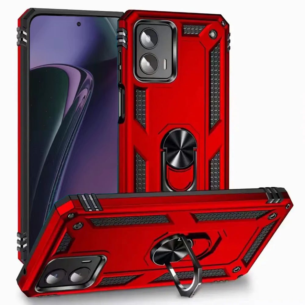 For Motorola Moto G Stylus 5G 2024 Ring Magnetic Kickstand Hybrid Case Cover - Red