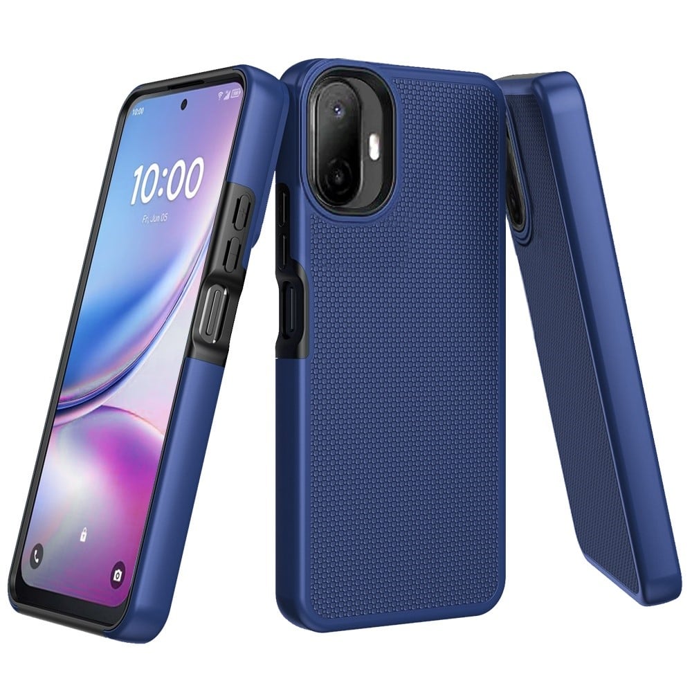 For TCL K70 5G Texturized Dotted Design Hybrid Case - Blue