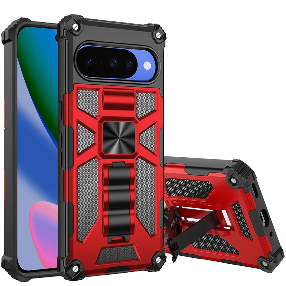 For Google Pixel 11 / 11 Pro Machine Design Hybrid with Kickstand - Red