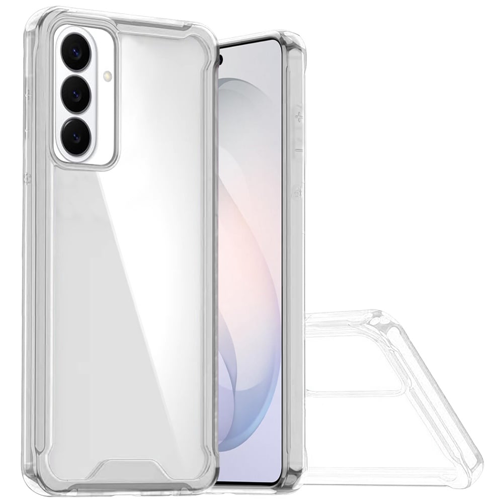 For Samsung Galaxy s26 FE Colored Shockproof Transparent Hard PC TPU Hybrid Case Cover - Clear/Clear