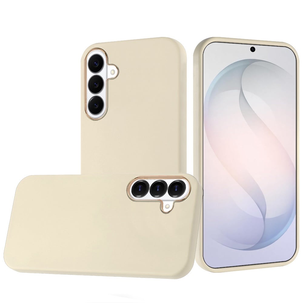 For Samsung Galaxy s26 FE Classy Slick Chromed Around Hybrid Case Cover - White