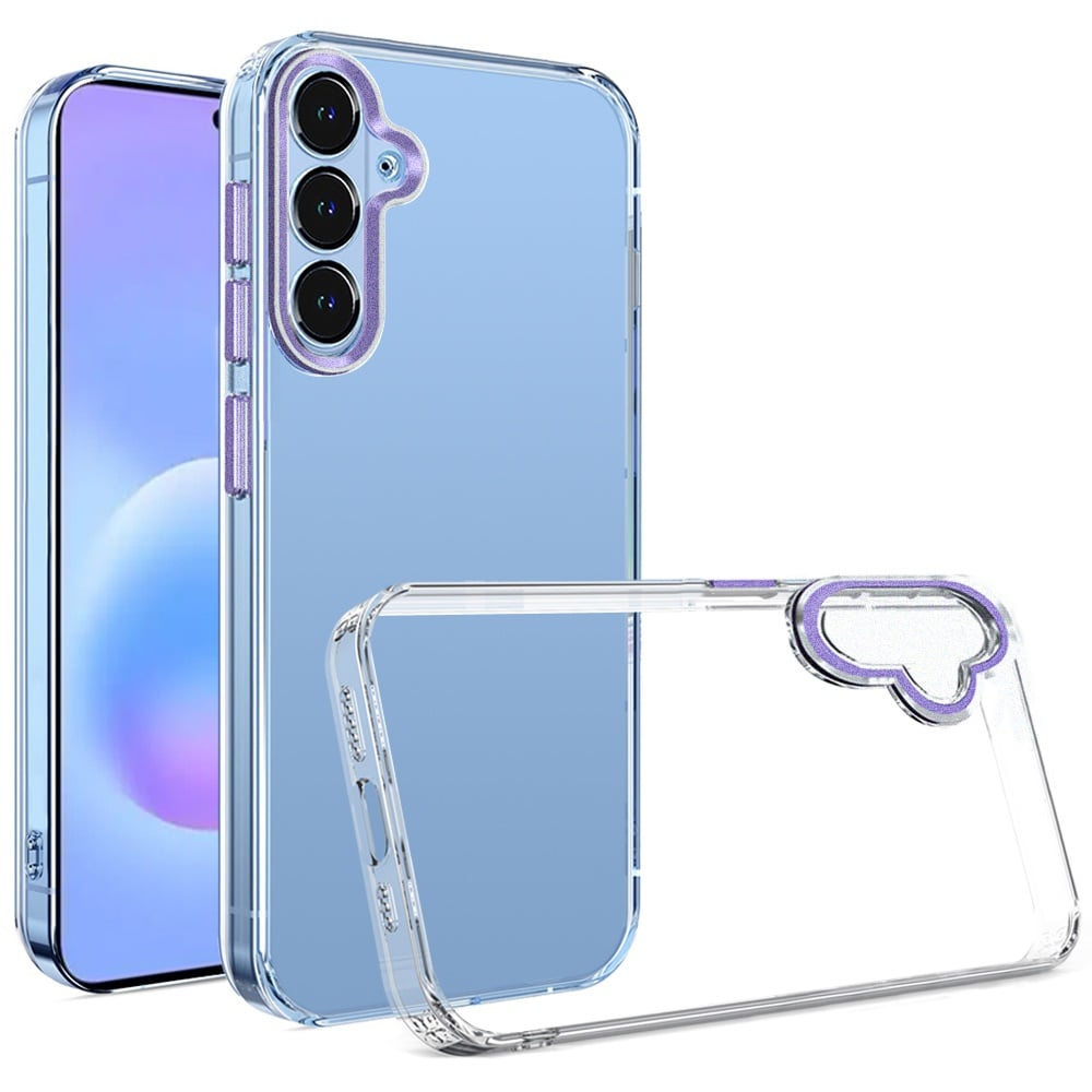 For Samsung Galaxy A57 Transparent Clear Hybrid with Matching Metal Buttons and Camera Protection -
