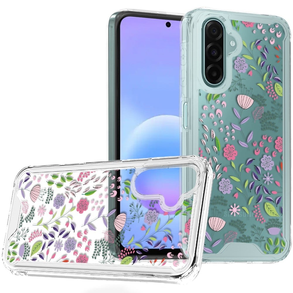 For Samsung Galaxy A57 Beautiful TPU Designs Case Case - Purple and Green Wildflowers