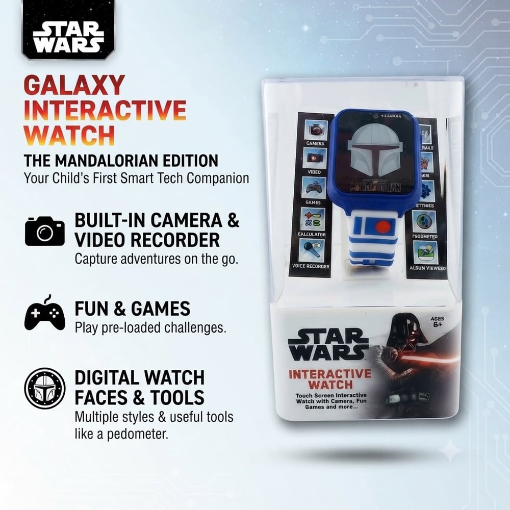 Star Wars R2D2 Interactive Smart Watch with Camera Games Video Music and More - MANDOLORIAN (E2 KIDS