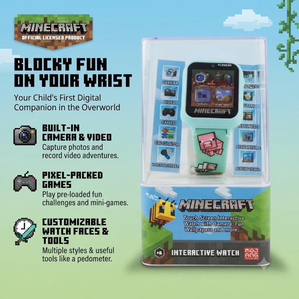Minecraft Interactive Smart Watch with Camera Games Video Music and More (E2 KIDS-4)