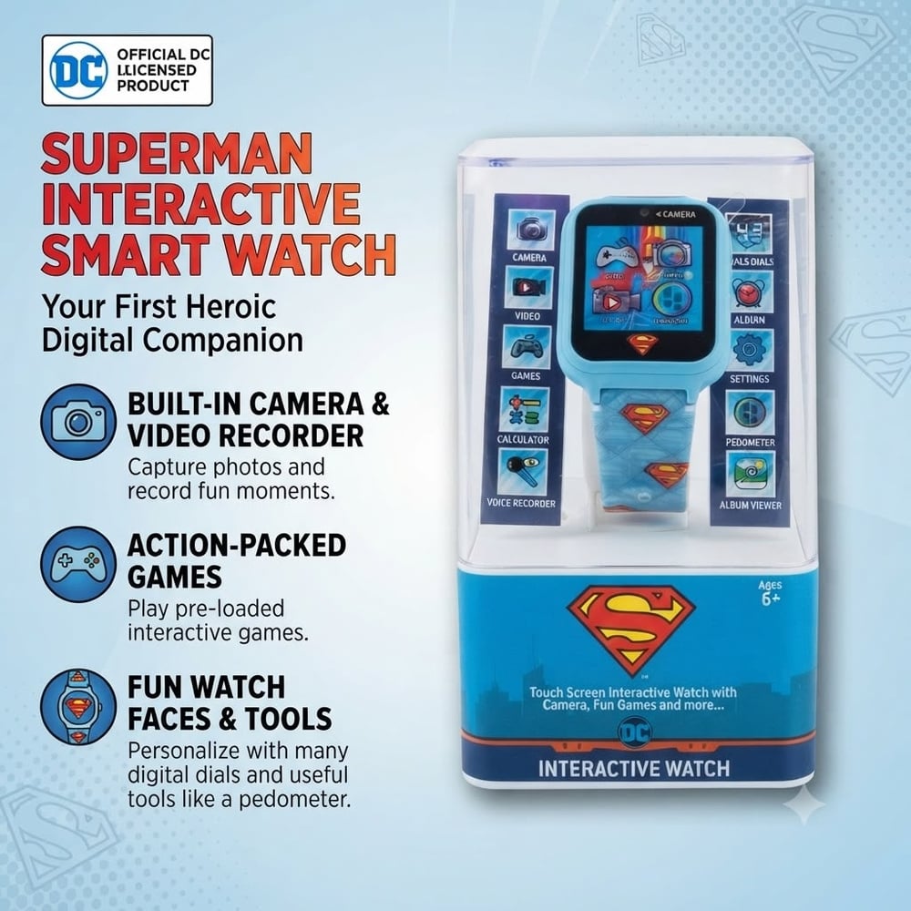 Superman Interactive Smart Watch with Camera Games Video Music and More (E2 KIDS-7)