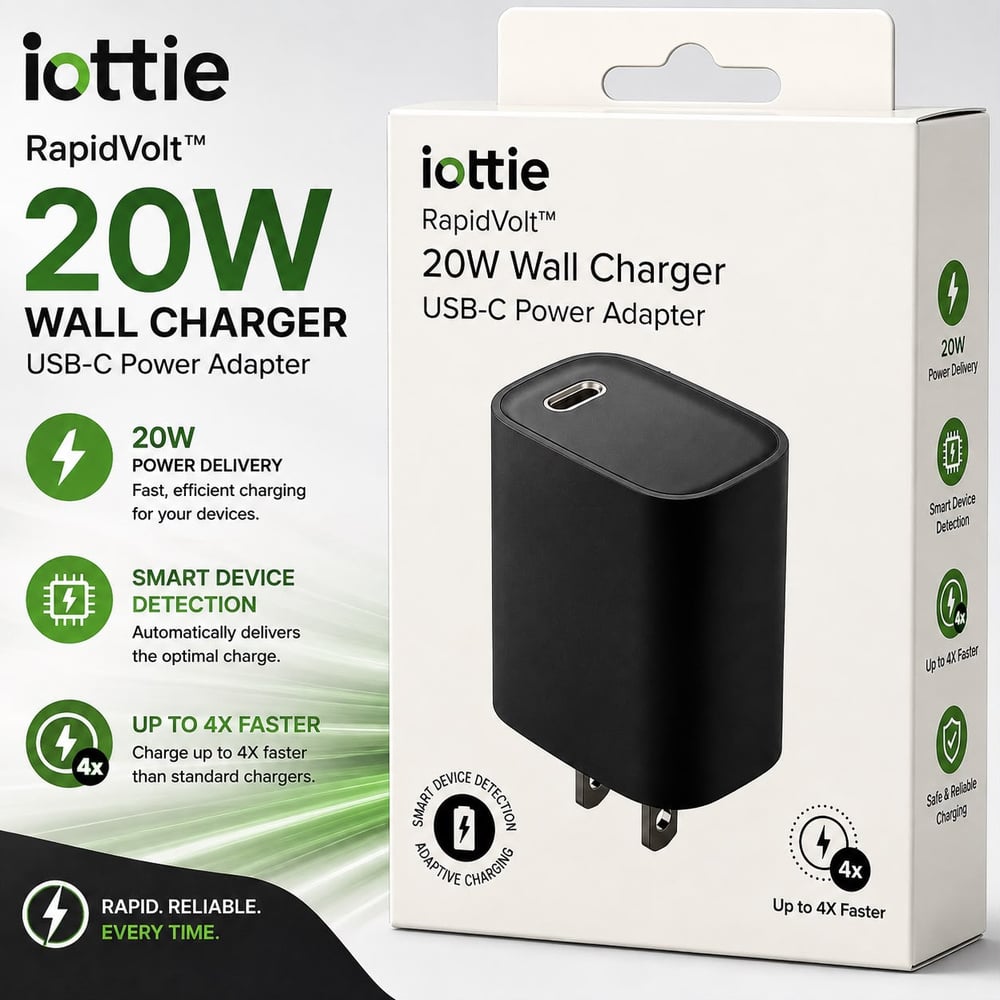 iOttie 20W Wall Charger USB-C Power Adapter - Black (B0 iOttie-A)