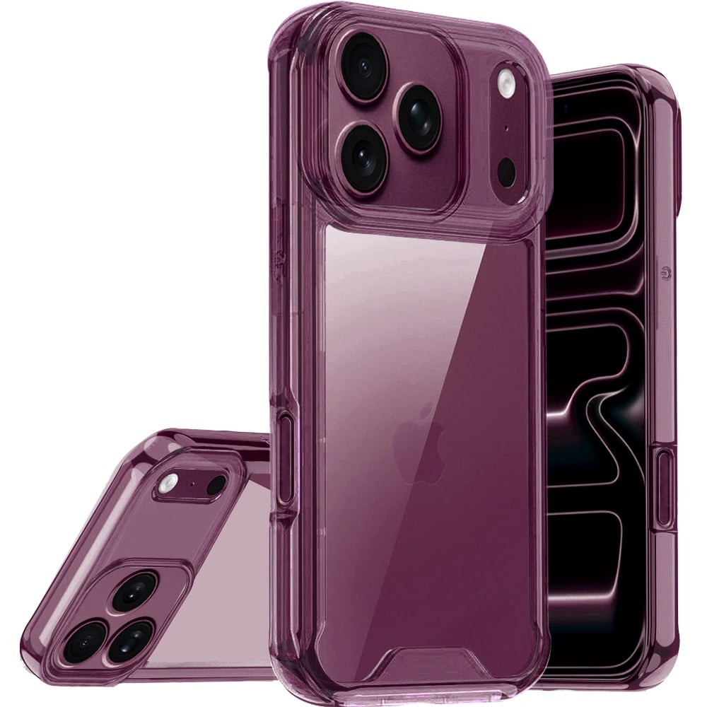 For Apple iPhone 18 Pro Max Colored Shockproof Transparent Hard PC TPU Hybrid Case Cover - Dark Cher