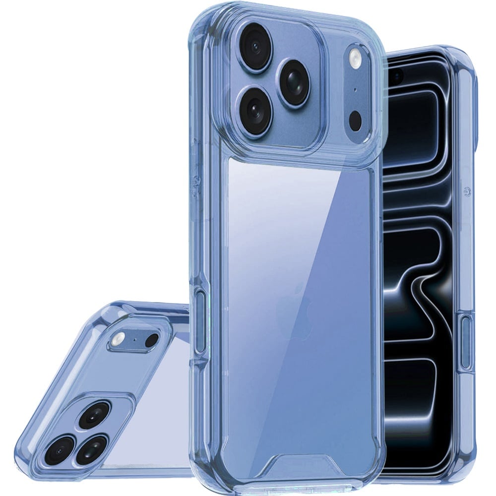 For Apple iPhone 18 Pro Max Colored Shockproof Transparent Hard PC TPU Hybrid Case Cover - Light Blu