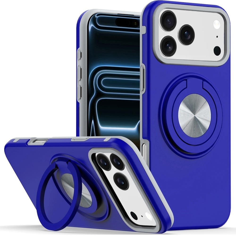 For Apple iPhone 18 Pro Max Metal CD Pattern Matte Finished Hybrid with Rotational Ring [Car Mount F