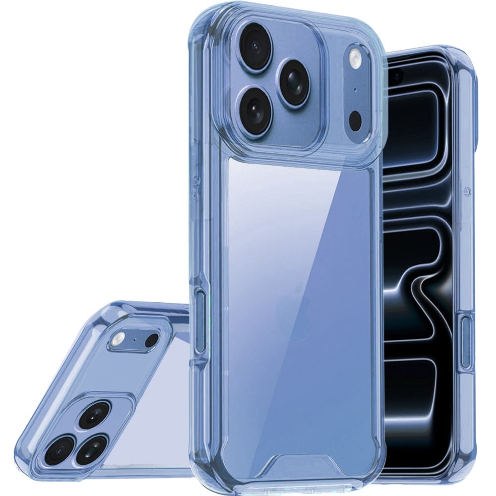 For Apple iPhone 18 Pro Colored Shockproof Transparent Hard PC TPU Hybrid Case Cover - Light Blue