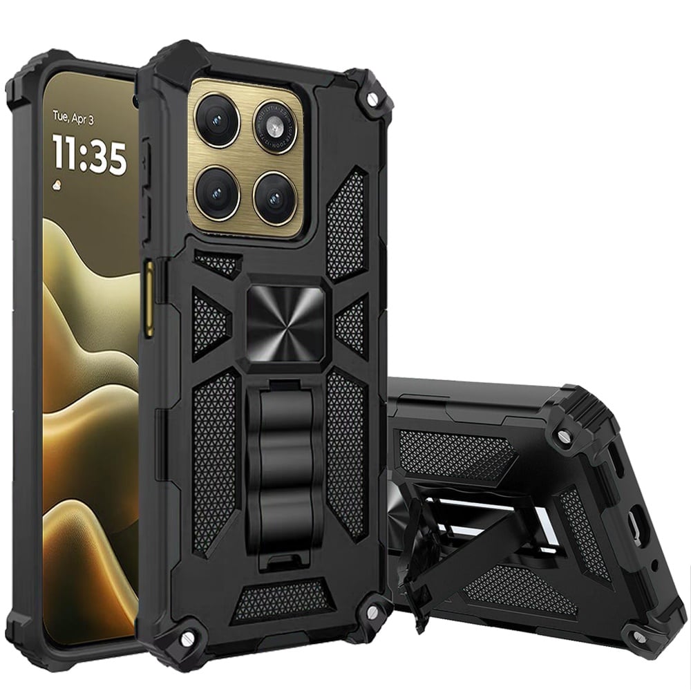 For Motorola Moto Edge 2026 Machine Design Hybrid with Kickstand - Black