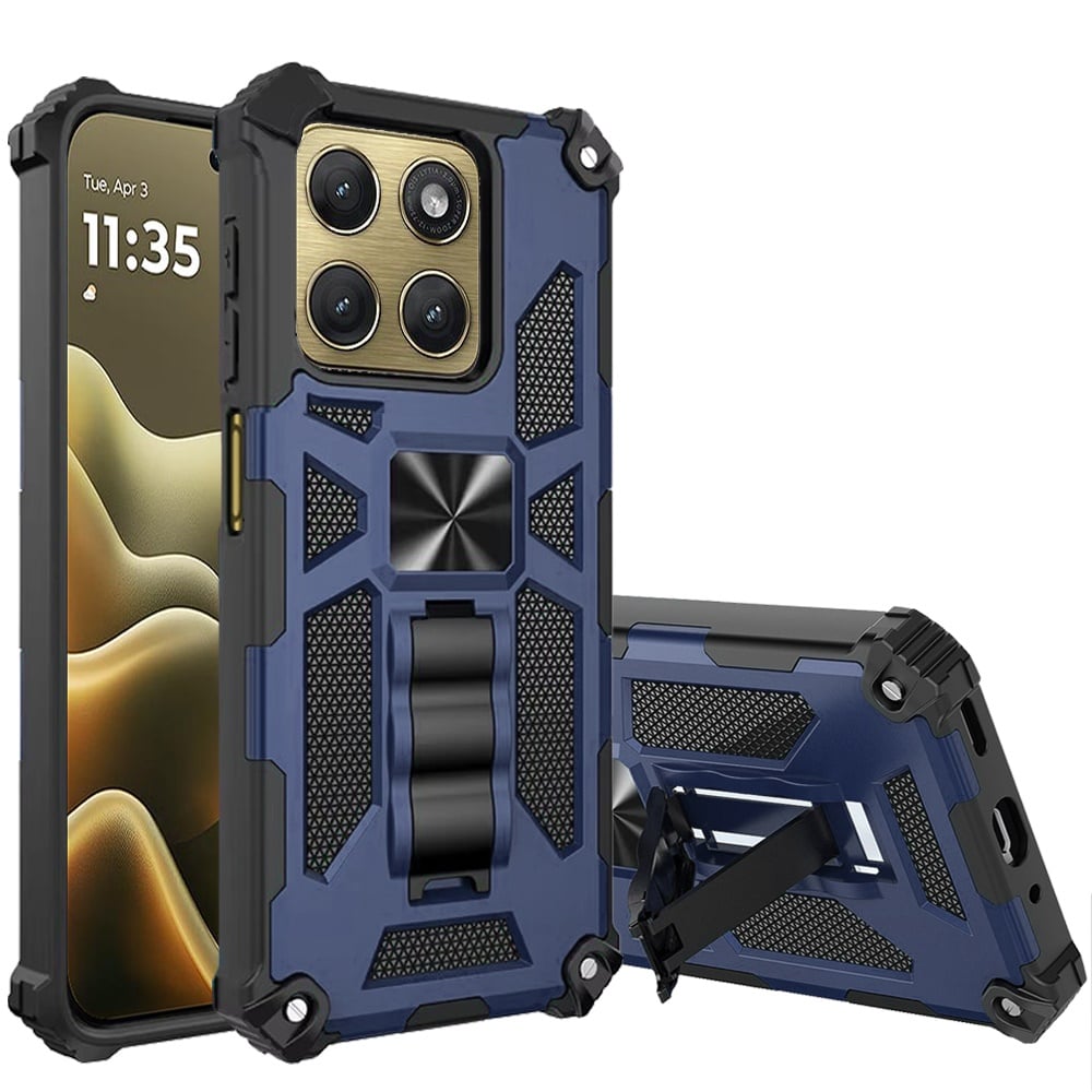 For Motorola Moto Edge 2026 Machine Design Hybrid with Kickstand - Dark Blue