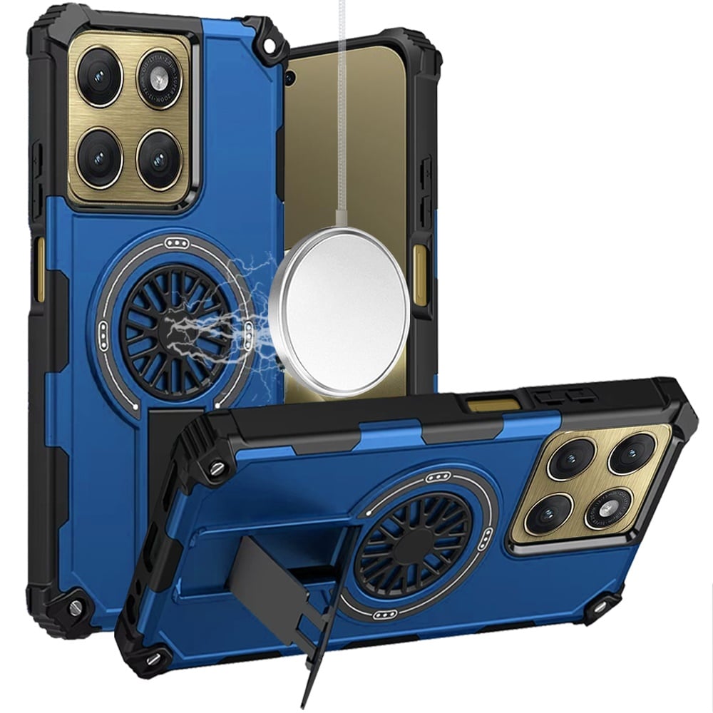 For Motorola Moto Edge 2026 CD Texture Design Magnetic Car Mount Friendly HQ Hybrid - Blue
