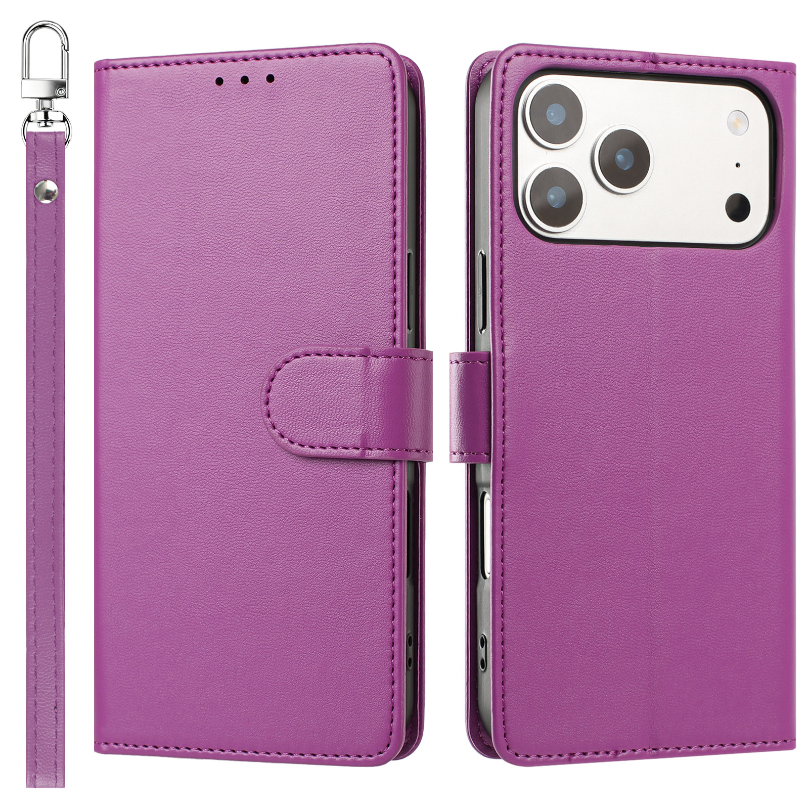 For TCL NXTPAPER 70 Pro Classic Leather Wallet Folio Case with wrist strap - Purple