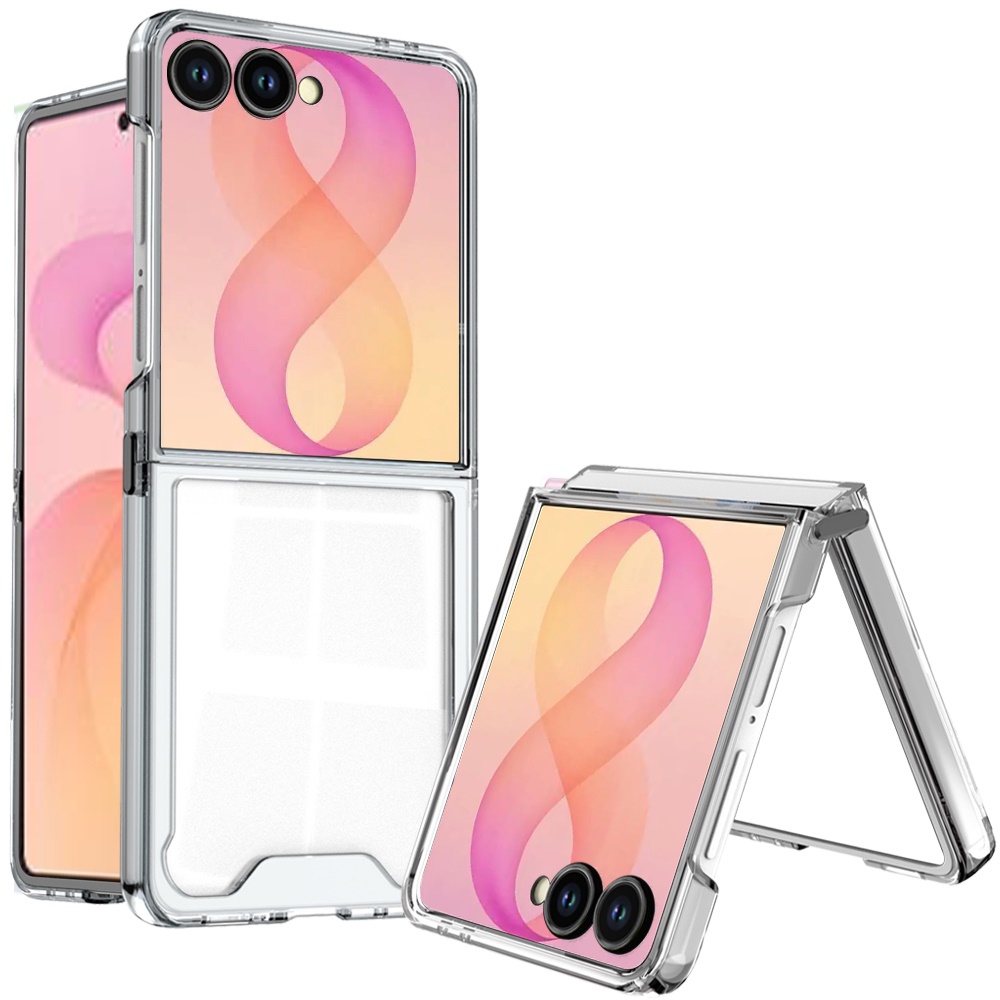 For Samsung Z Flip 8 Flip Transparent Hybrid Shockproof Case Cover - Clear