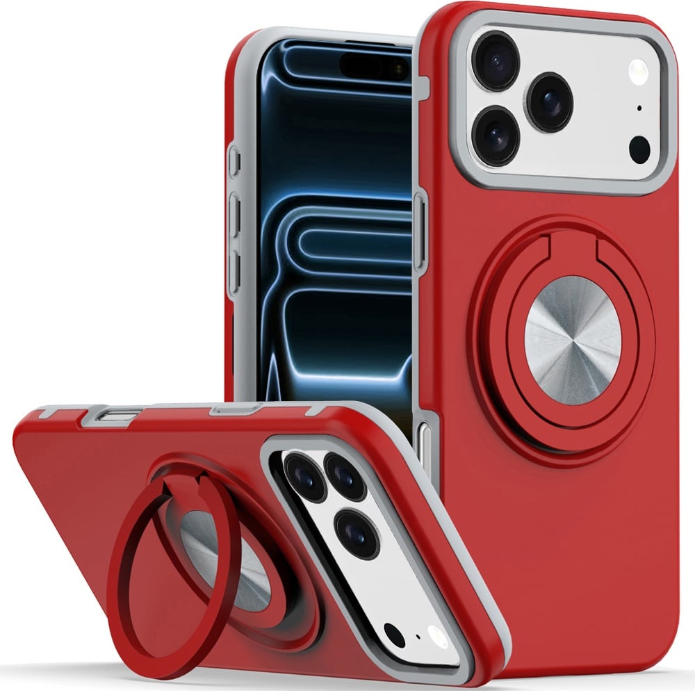 For Apple iPhone 18 Pro Max Metal CD Pattern Matte Finished Hybrid with Rotational Ring [Car Mount F