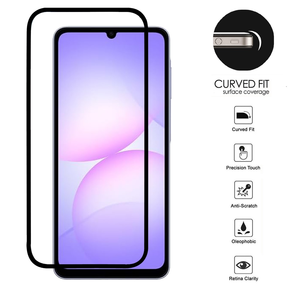 For Samsung 08 4G / 07 4G / 07 5G Bulk White Paper Card Package Black edged Tempered Glass (Black)