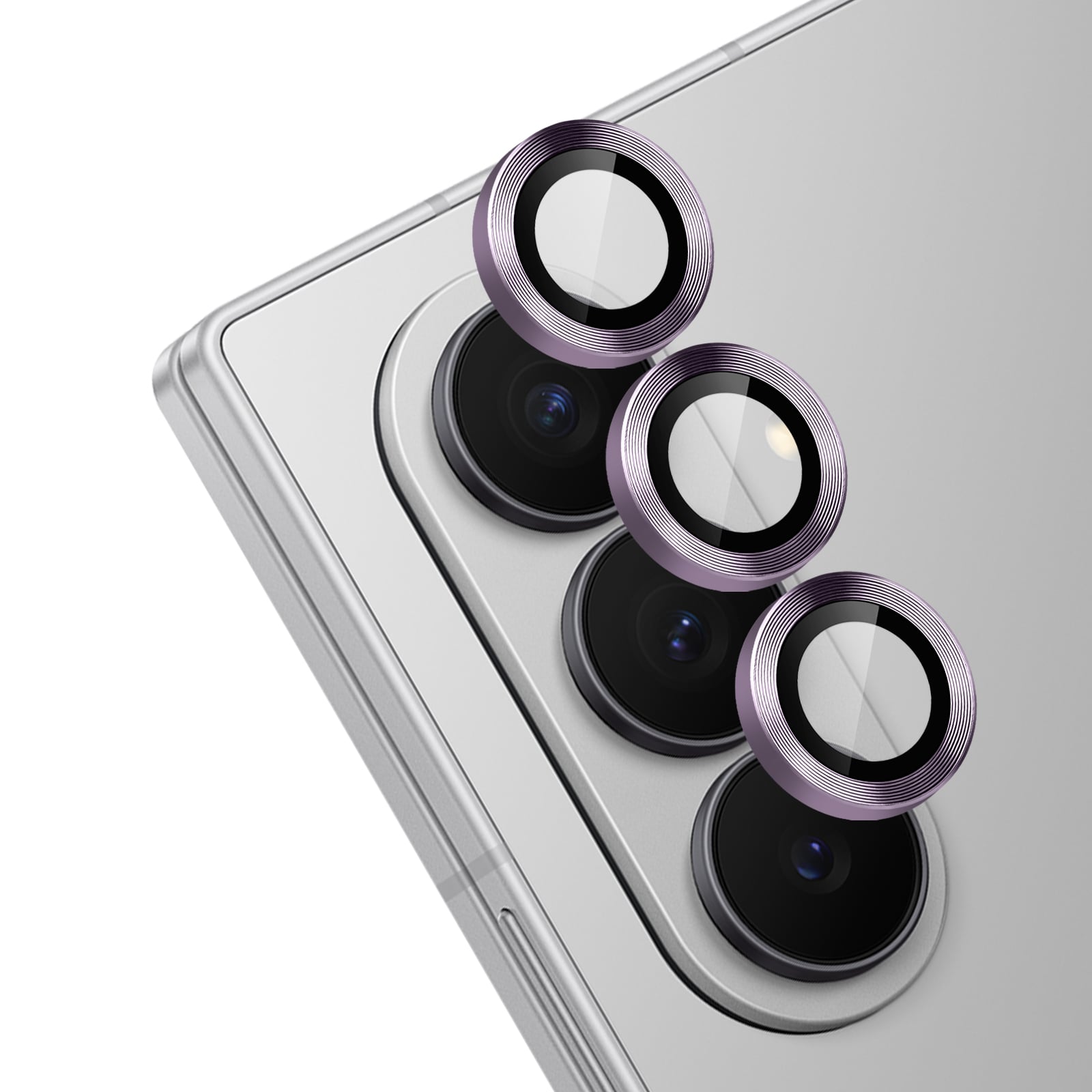 For Samsung Z Fold 8 Camera Metal Tempered Glass - Light Purple