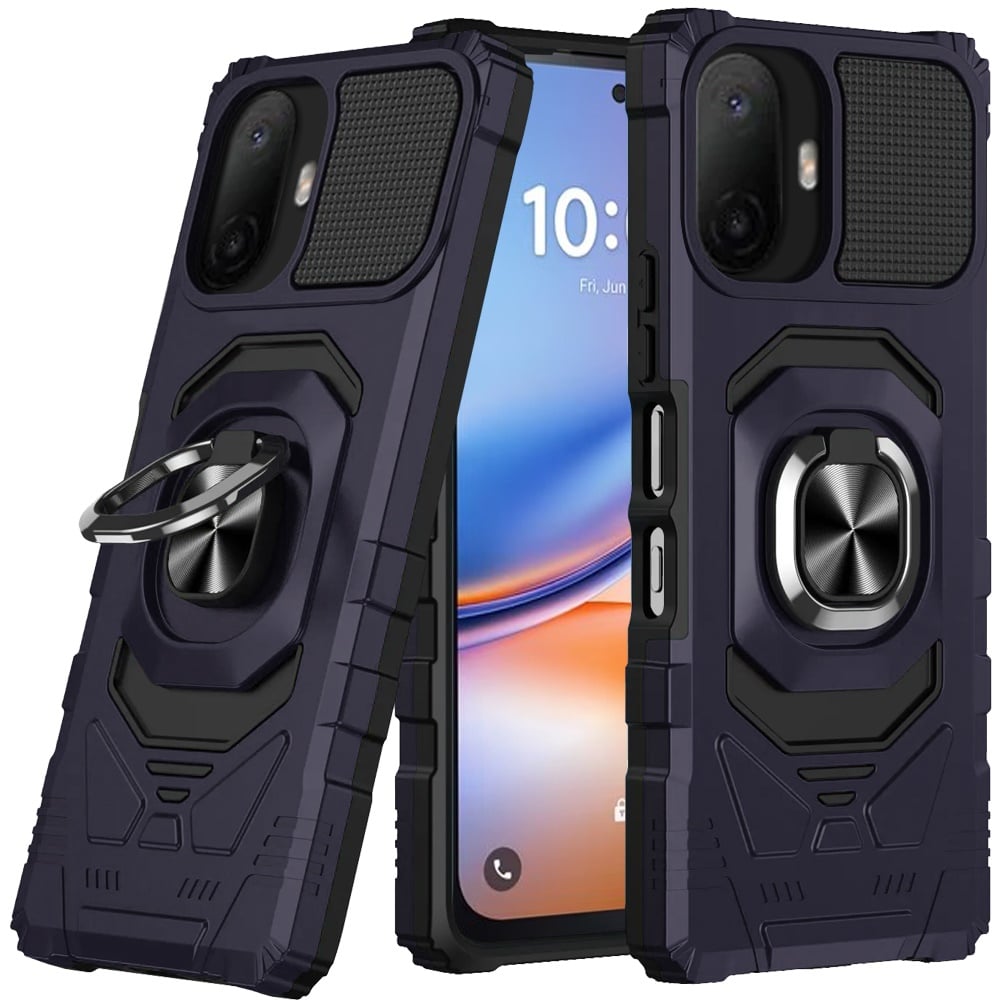 For TCL K70 5G Robotic Hybrid with Magnetic Ring Stand Case Cover - Dark Purple