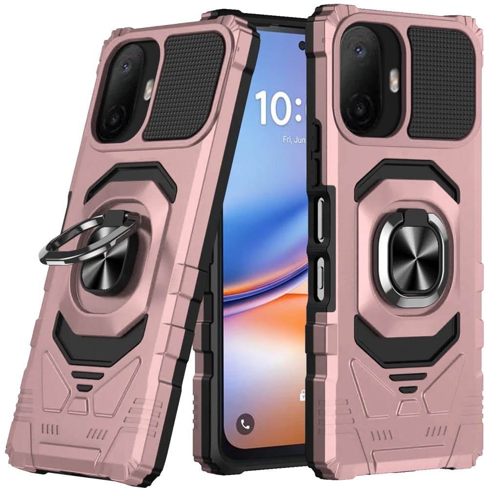 For TCL K70 5G Robotic Hybrid with Magnetic Ring Stand Case Cover - Rose Gold