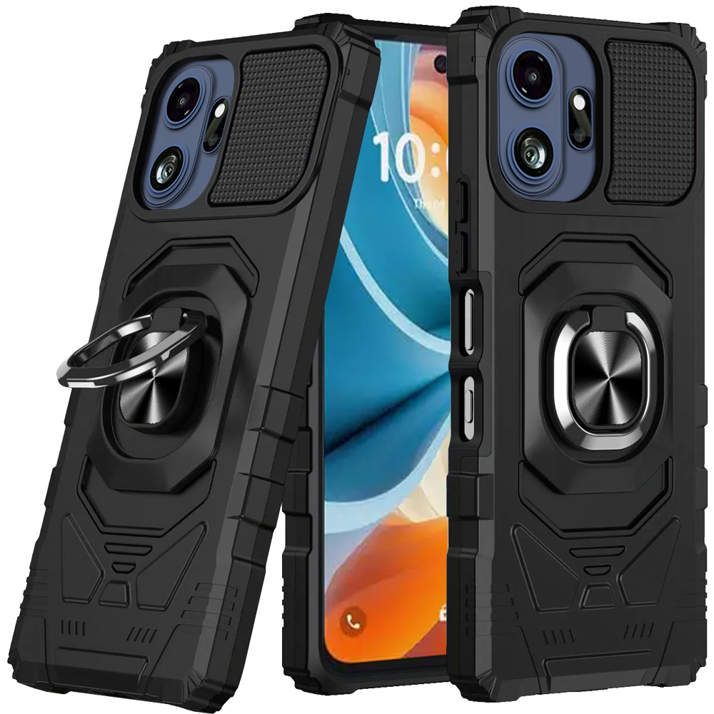For TCL NXTPAPER 70 Pro Robotic Hybrid with Magnetic Ring Stand Case Cover - Black