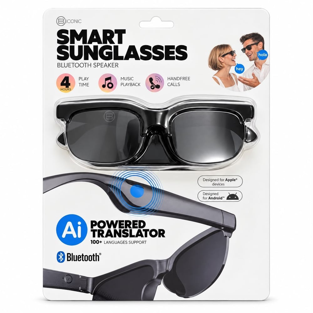 Bionic AI Powered Translator Smart Sunglasses With Bluetooth Speaker (C3)