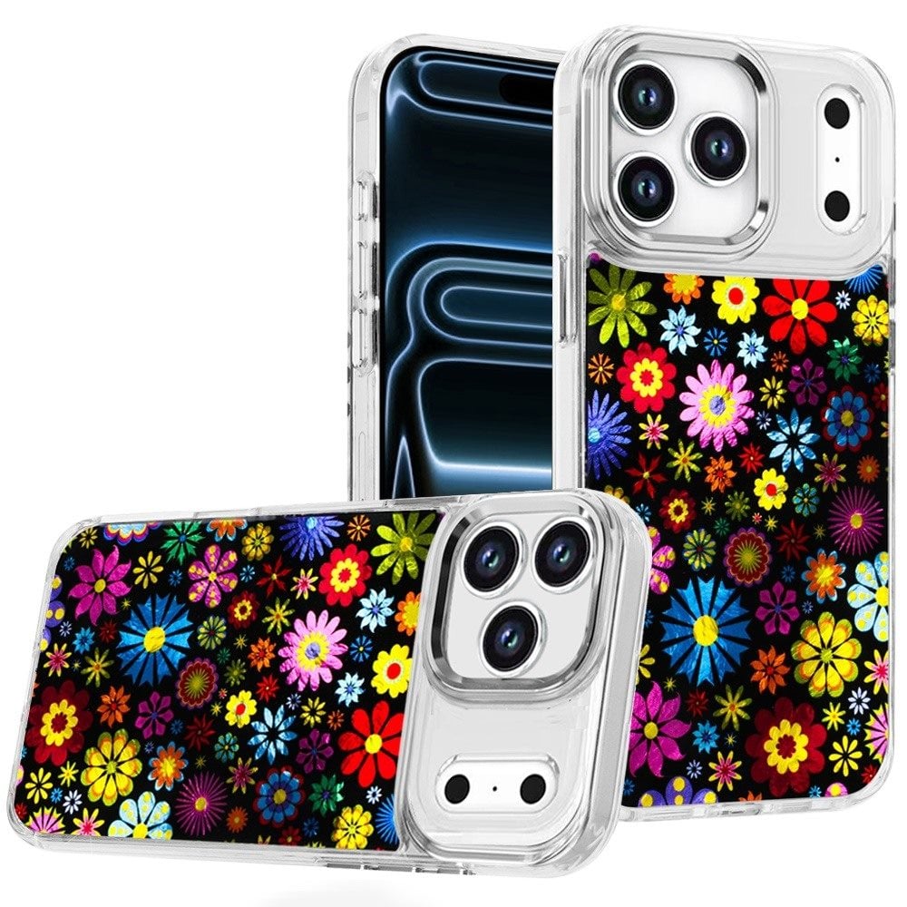For Apple iPhone 18 Pro Max Beautiful Epoxy Designs With Chrome Metallic Edges Hybrid - 2
