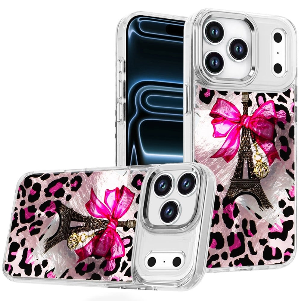 For Apple iPhone 18 Pro Max Beautiful Epoxy Designs With Chrome Metallic Edges Hybrid - 3