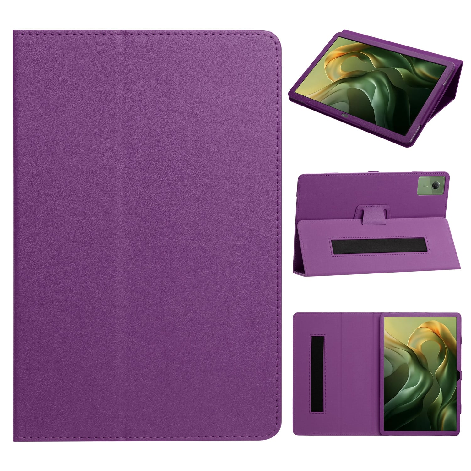 For Moto Pad 2026 11inch Tablet Premium PU Vegan Kickstand Case Cover - Dark Purple